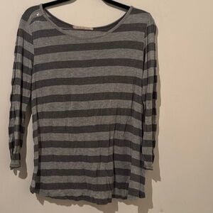 Tee by Big Star D1- TEE by Big Star Gray Striped long Length Top Size S